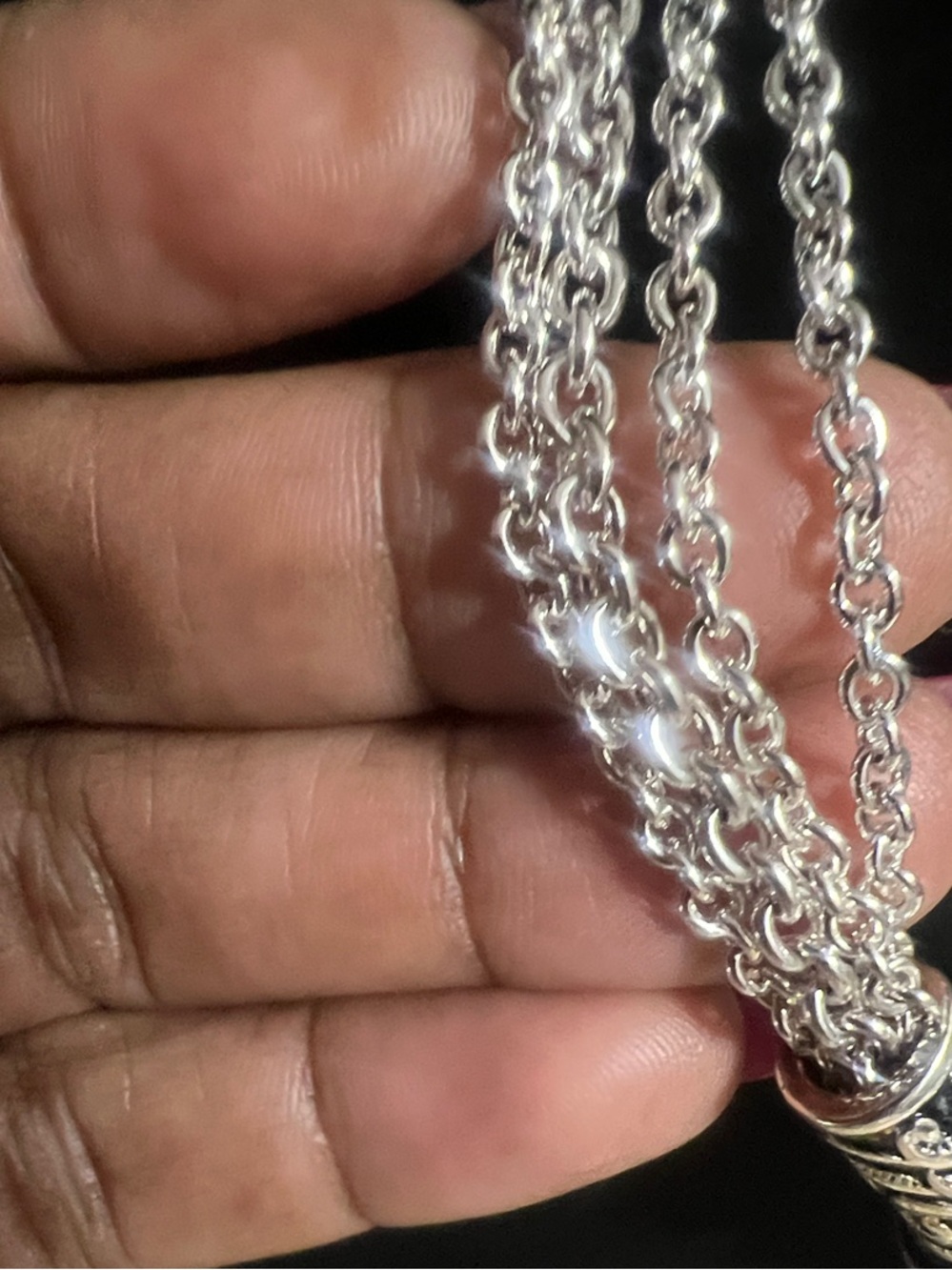 Silver  Tone Teardrop Pendant Necklace - Silver - Picture 2 of 4